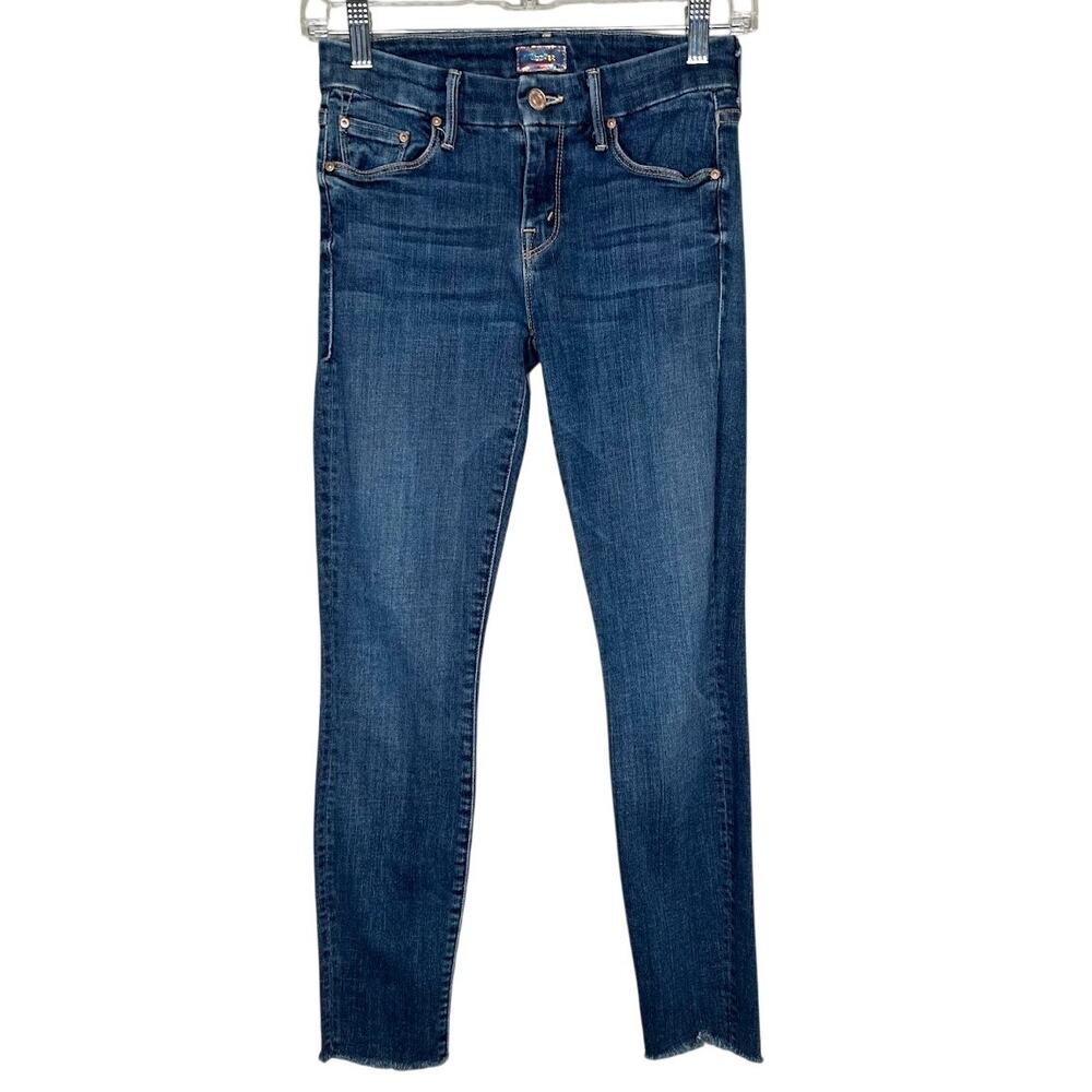 Mother Women's Looker Ankle Fray in Girl Crush Raw Hem Size 25 Blue Jeans Denim